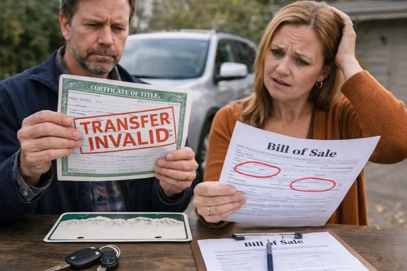 Common paperwork mistakes during a car ownership transfer in Colorado
