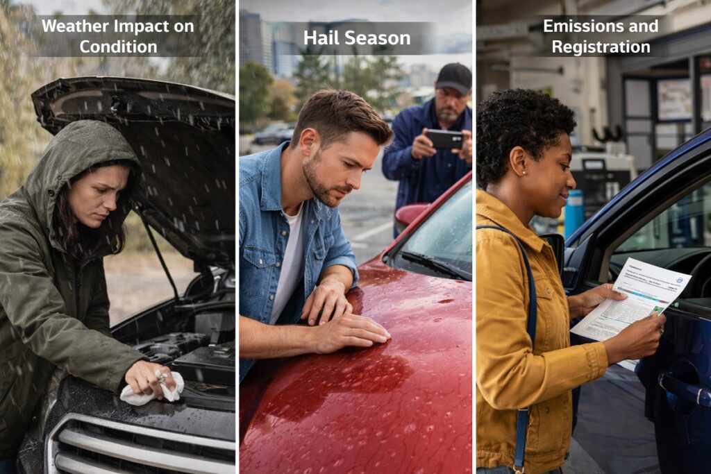 Denver car owners dealing with weather damage, hail dents, and emissions paperwork before selling.