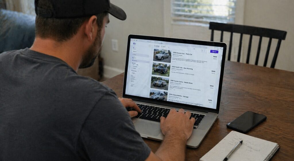 Searching online for private buyers for a junk car in Colorado