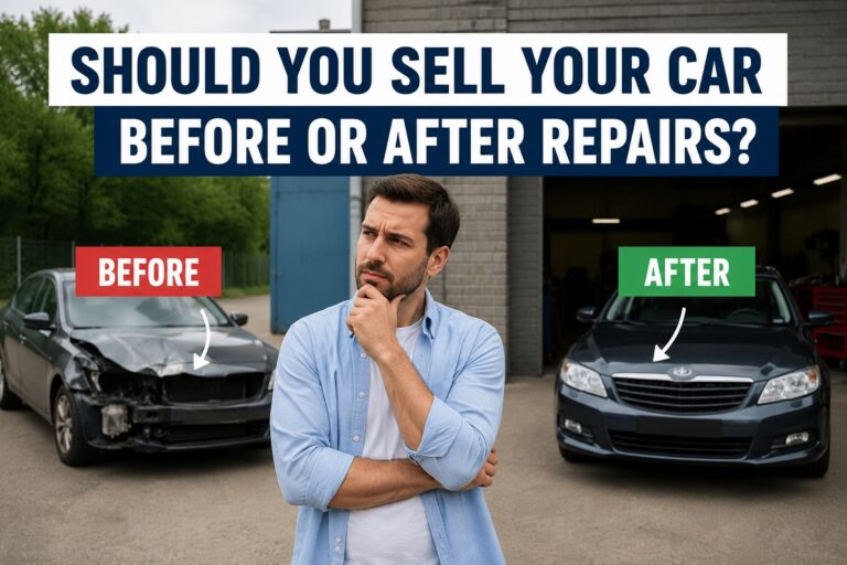 Should you sell your car before or after repairs with damaged and repaired vehicle comparison.